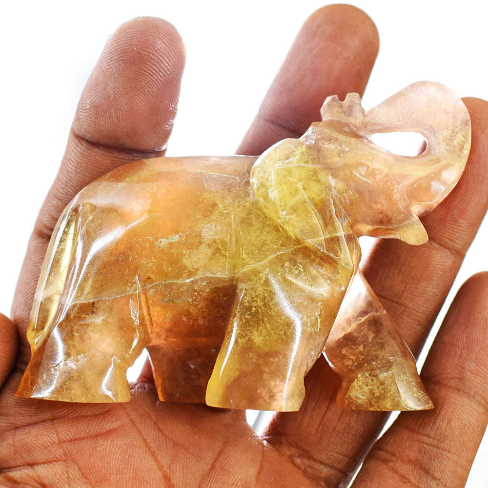 gemsmore:Exclusive Aventurine Hand Carved  Elephant