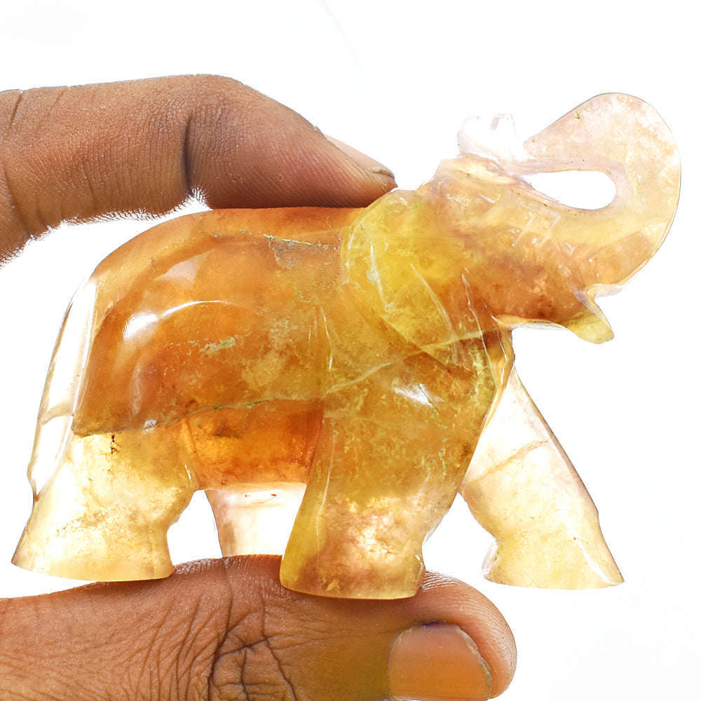 gemsmore:Exclusive Aventurine Hand Carved  Elephant