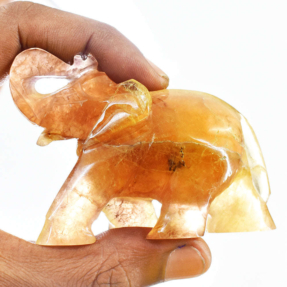 gemsmore:Exclusive Aventurine Hand Carved  Elephant