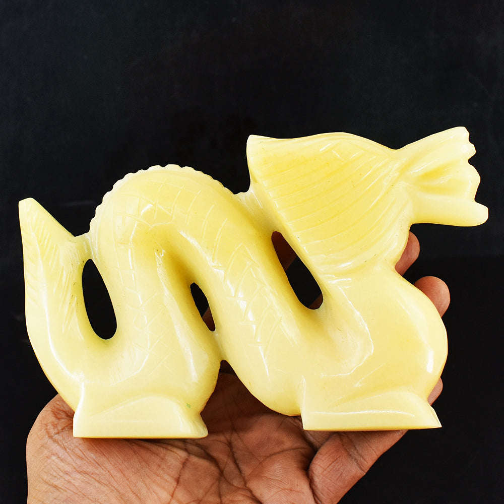 gemsmore:Exclusive  Aventurine Hand Carved Genuine Crystal Gemstone Carving Dragon