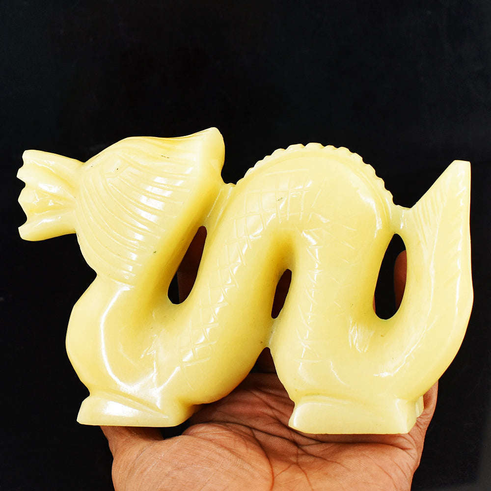 gemsmore:Exclusive  Aventurine Hand Carved Genuine Crystal Gemstone Carving Dragon