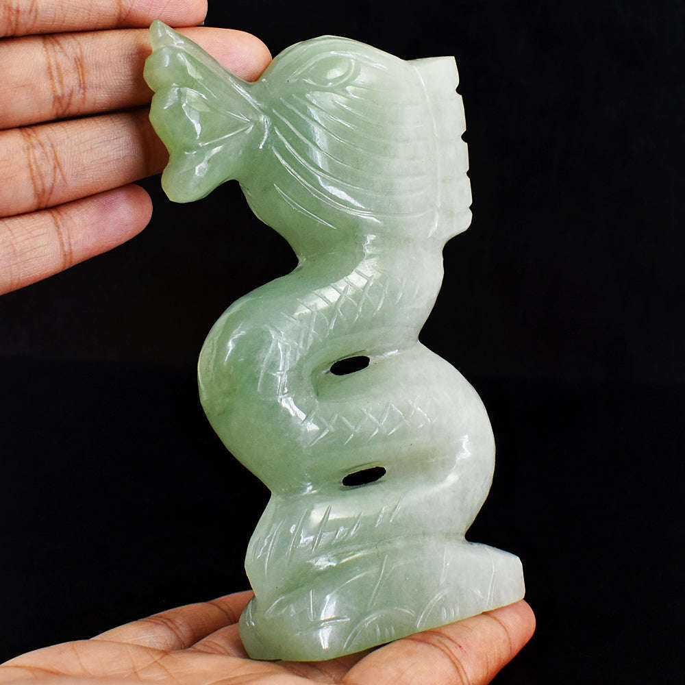 gemsmore:Exclusive  Aventurine Hand Carved Genuine Crystal Gemstone Carving Dragon