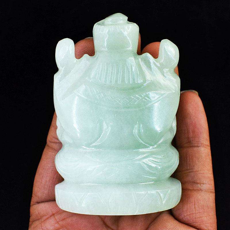 gemsmore:Exclusive Aventurine Hand Carved Genuine Crystal Gemstone Carving Lord Ganesha