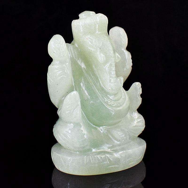 gemsmore:Exclusive Aventurine Hand Carved Genuine Crystal Gemstone Carving Lord Ganesha