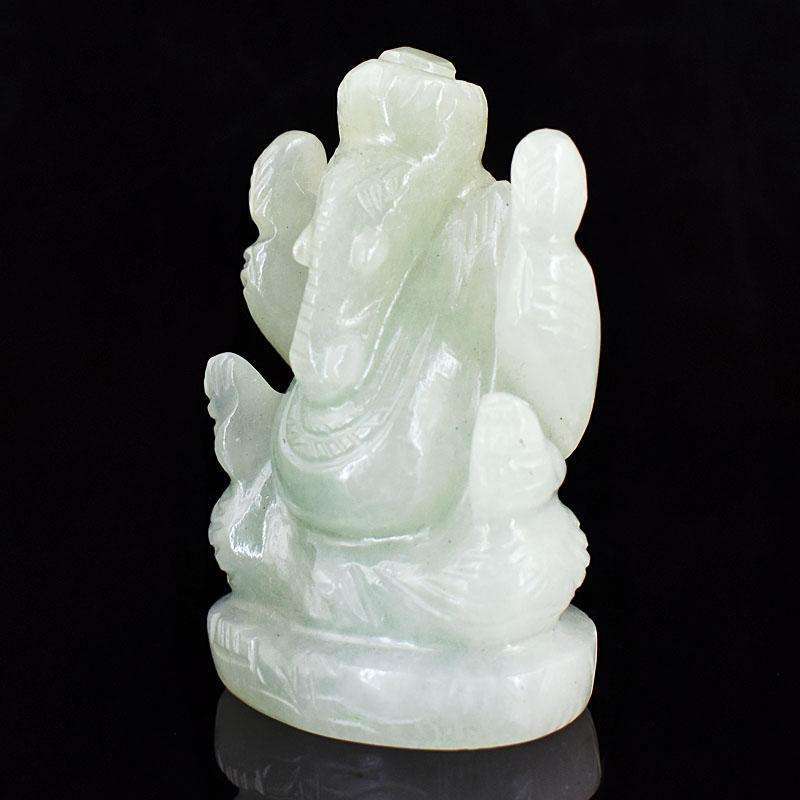 gemsmore:Exclusive Aventurine Hand Carved Genuine Crystal Gemstone Carving Lord Ganesha