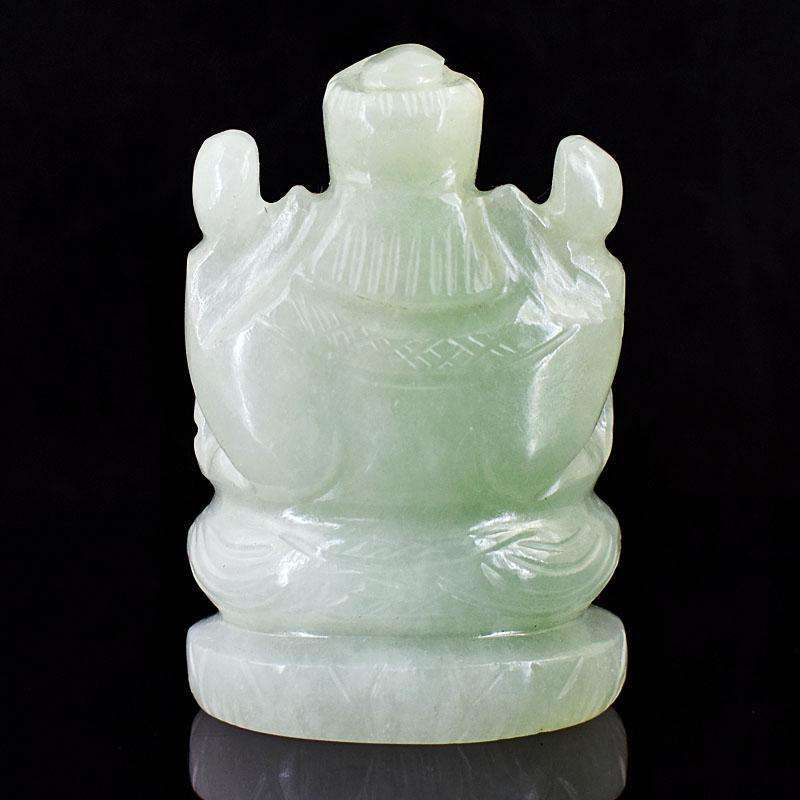 gemsmore:Exclusive Aventurine Hand Carved Genuine Crystal Gemstone Carving Lord Ganesha