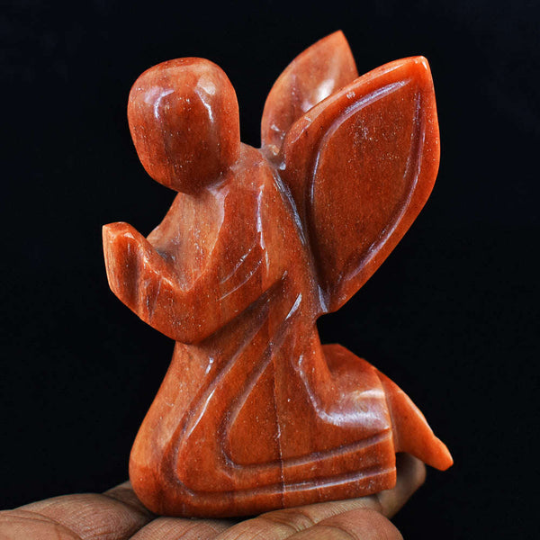 gemsmore:Exclusive Aventurine Hand Carved Genuine Crystal Gemstone Carving Praying Angel