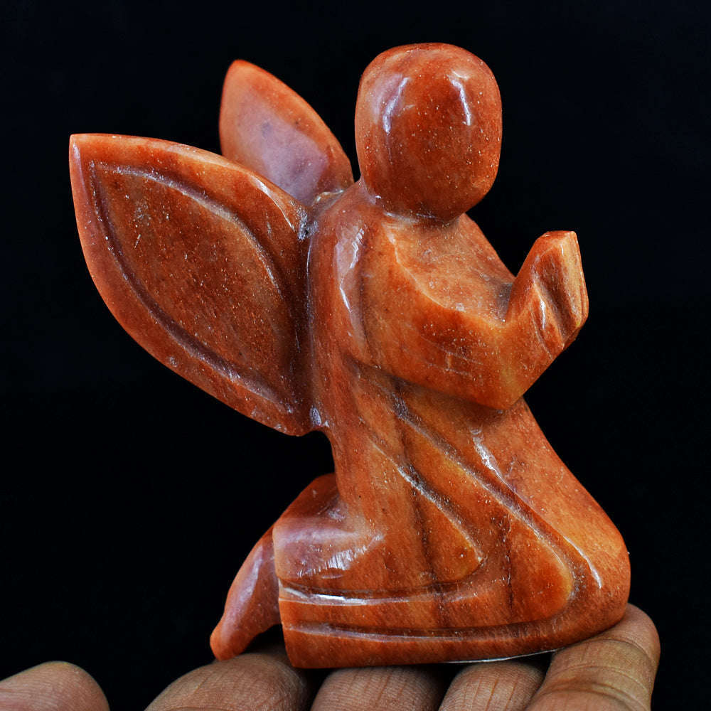gemsmore:Exclusive Aventurine Hand Carved Genuine Crystal Gemstone Carving Praying Angel