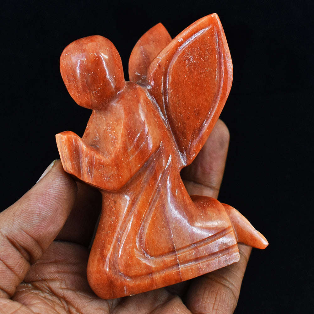 gemsmore:Exclusive Aventurine Hand Carved Genuine Crystal Gemstone Carving Praying Angel