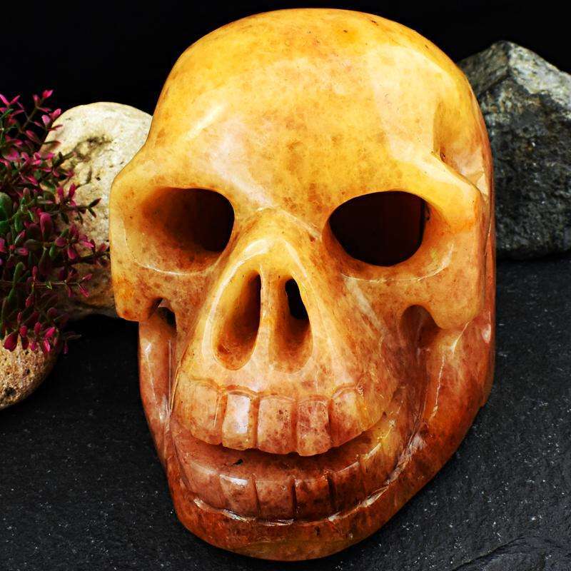 gemsmore:Exclusive Aventurine Hand Carved Human Skull