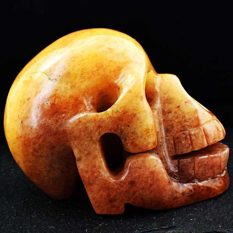 gemsmore:Exclusive Aventurine Hand Carved Human Skull