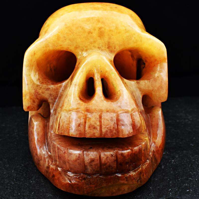 gemsmore:Exclusive Aventurine Hand Carved Human Skull