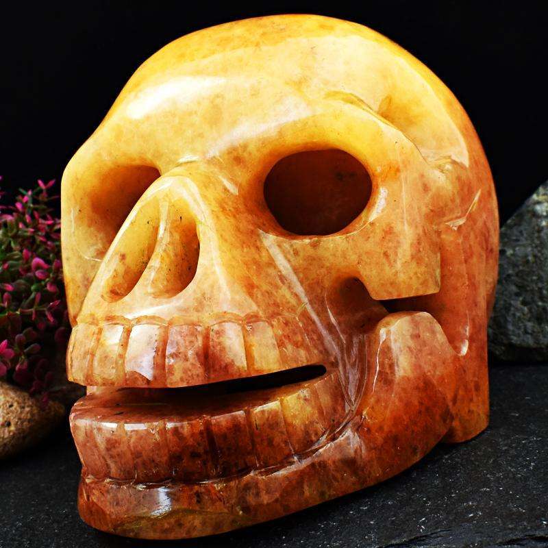 gemsmore:Exclusive Aventurine Hand Carved Human Skull