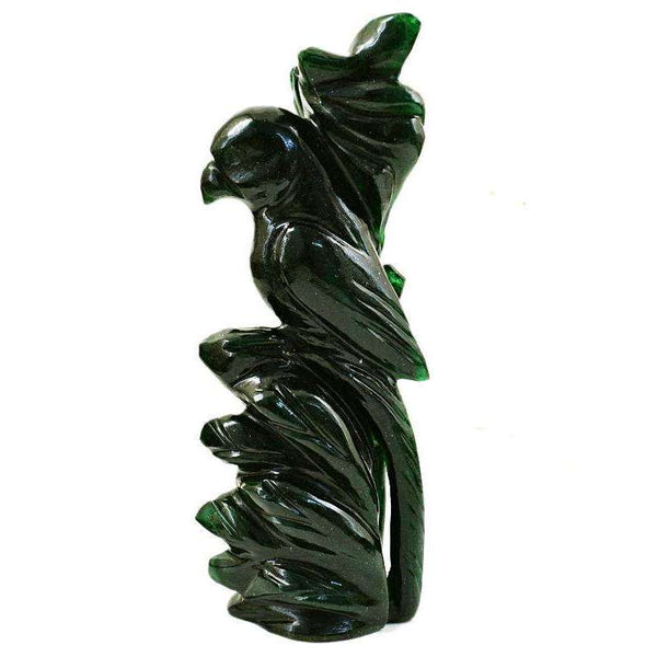 gemsmore:Exclusive Beautiful Designed Green Jade Carved Parrot