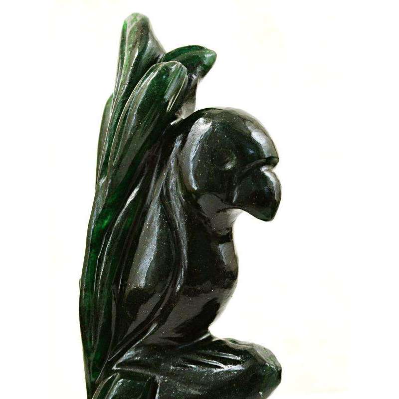 gemsmore:Exclusive Beautiful Designed Green Jade Carved Parrot