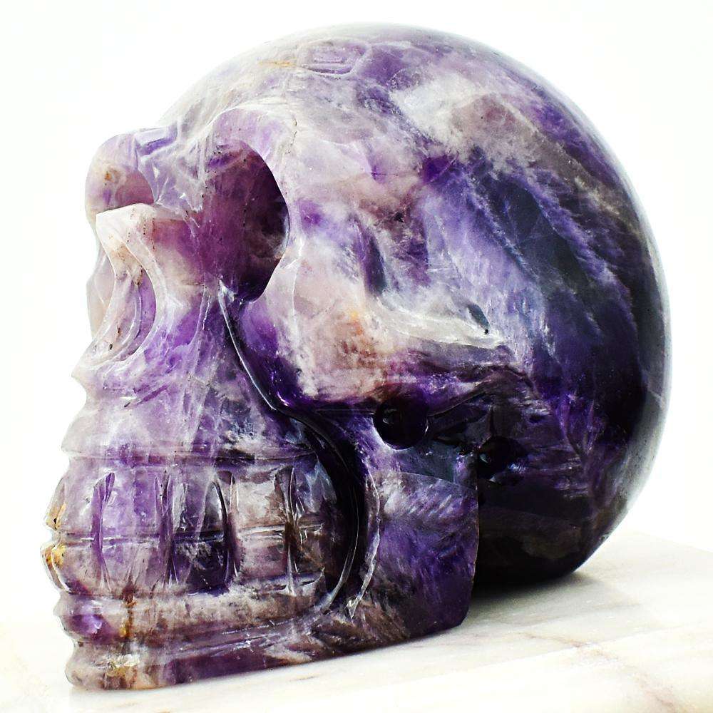 gemsmore:Exclusive Bi-Color Amethyst Hand Carved Human Skull