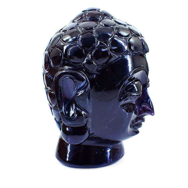 gemsmore:Exclusive Big Size Purple Fluorite Carved Buddha Head