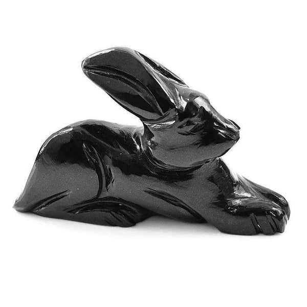 gemsmore:Exclusive Black Spinel Carved Bunny Statue Gemstone