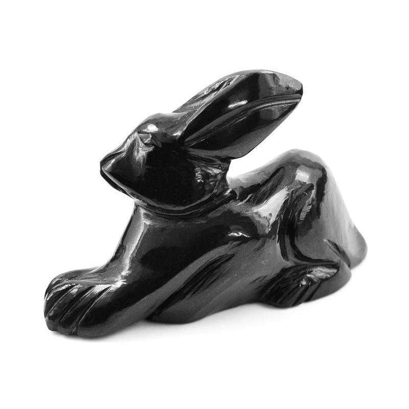 gemsmore:Exclusive Black Spinel Carved Bunny Statue Gemstone