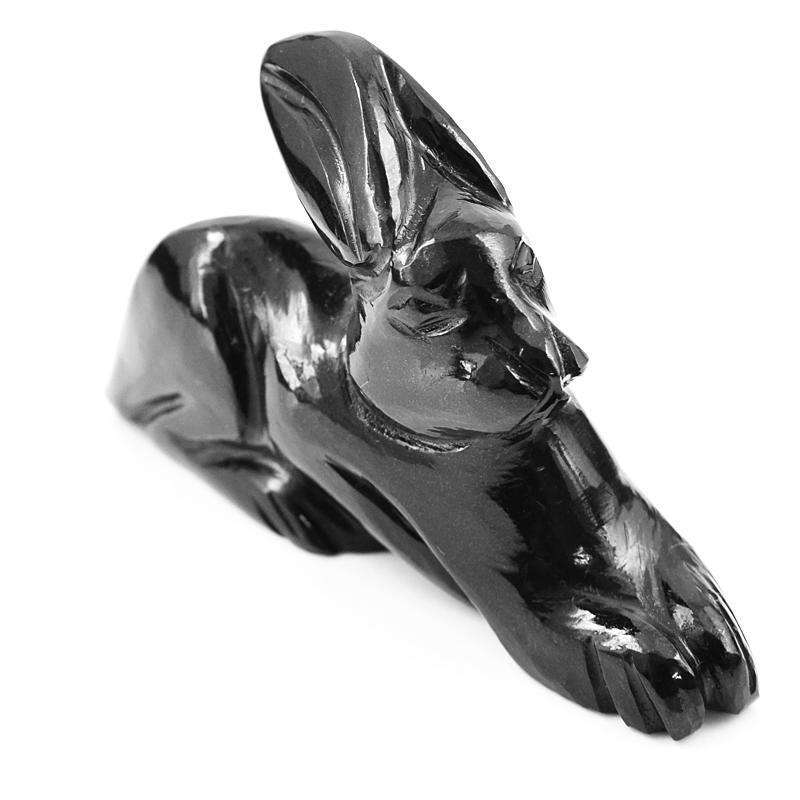 gemsmore:Exclusive Black Spinel Carved Bunny Statue Gemstone