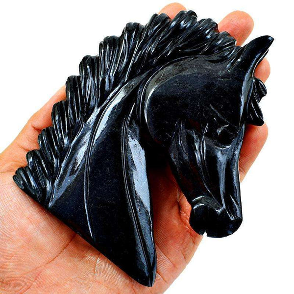 gemsmore:Exclusive Black Spinel Carved Horse Head (Bust)