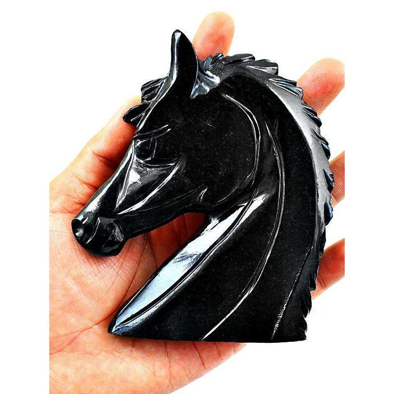 gemsmore:Exclusive Black Spinel Carved Horse Head (Bust)