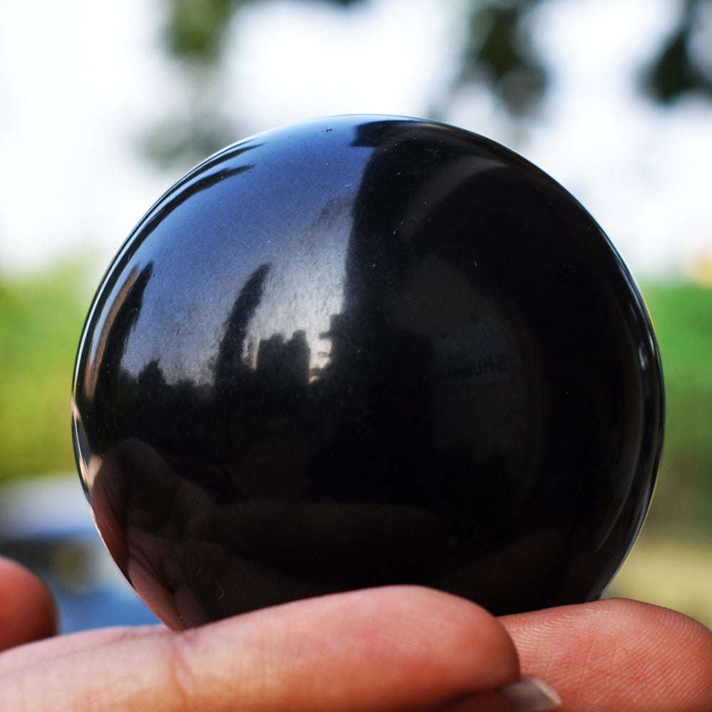 gemsmore:Exclusive Black Spinel Hand Carved  Healing  Sphere