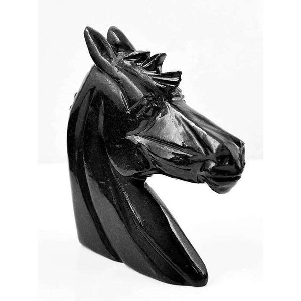gemsmore:Exclusive Black Spinel Hand Carved Horse Burst