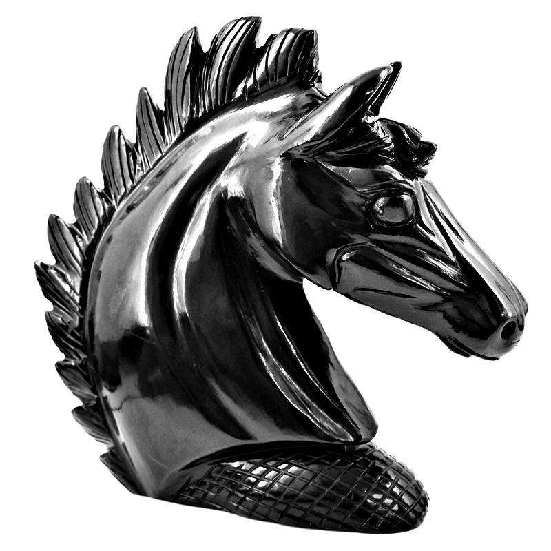 gemsmore:Exclusive Black Spinel Hand Carved Horse Head