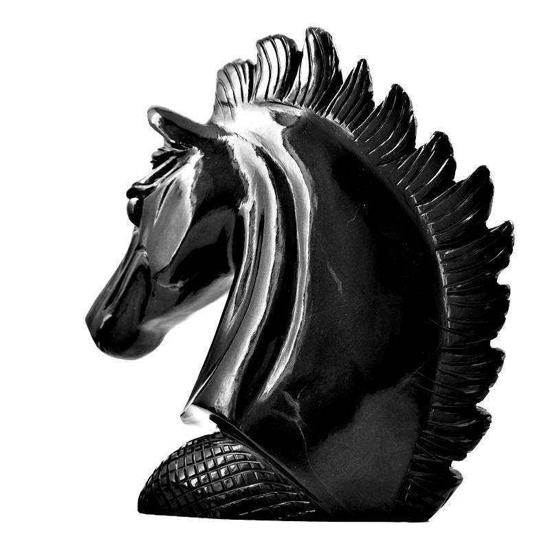 gemsmore:Exclusive Black Spinel Hand Carved Horse Head
