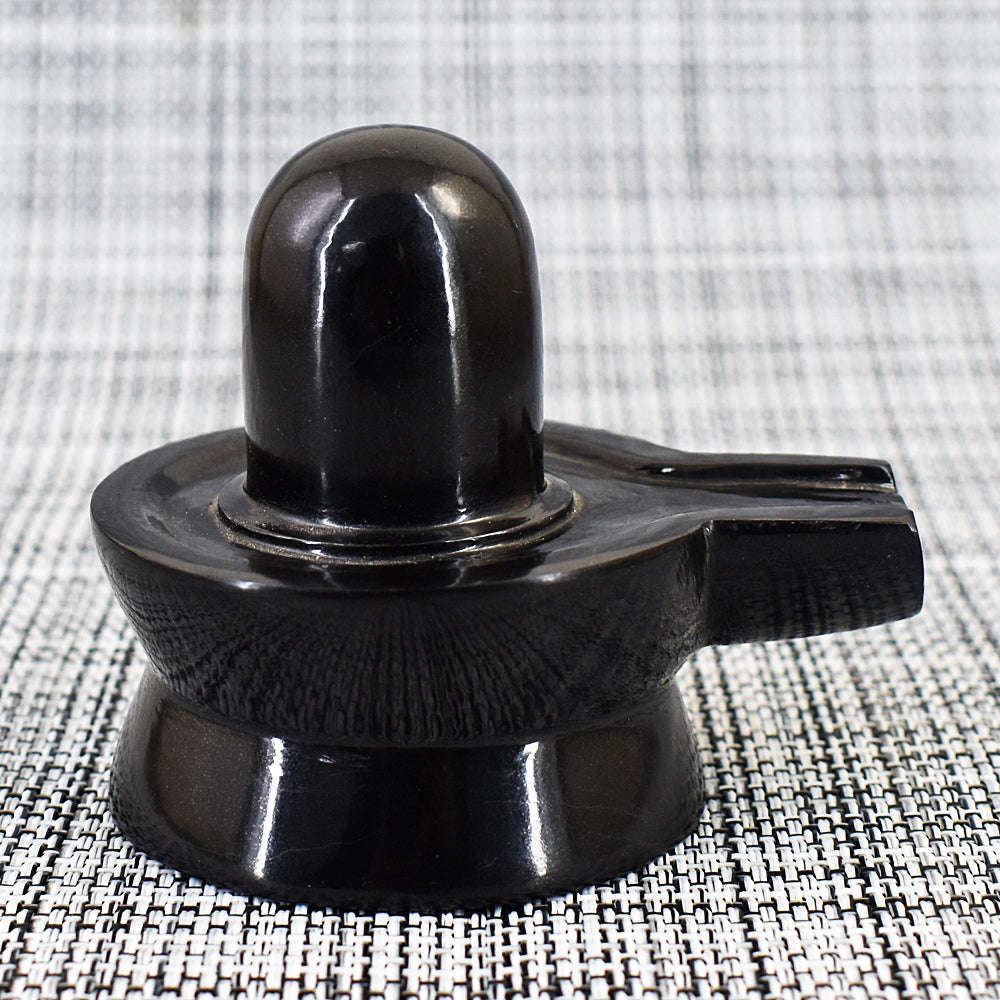 gemsmore:Exclusive Black Spinel Hand Carved Shiva Shivling