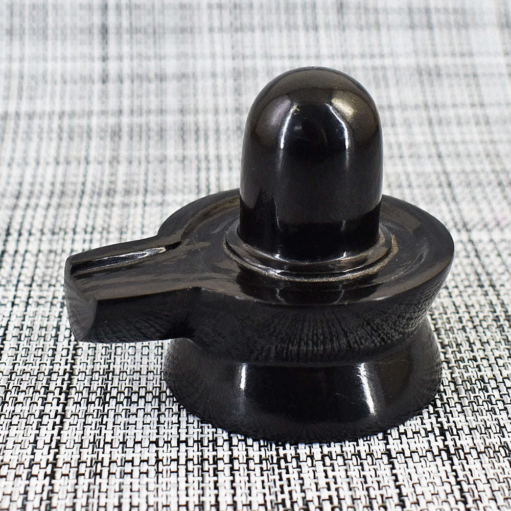 gemsmore:Exclusive Black Spinel Hand Carved Shiva Shivling