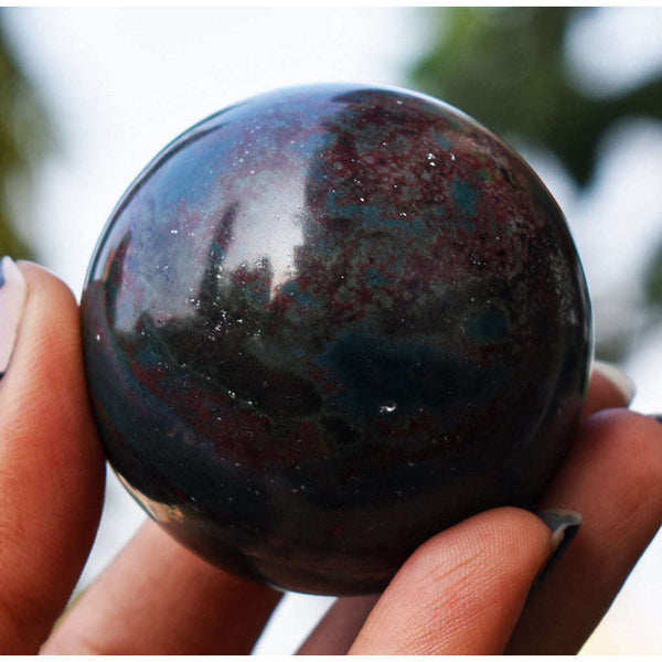 gemsmore:Exclusive Bloodstone Hand Carved Healing Sphere