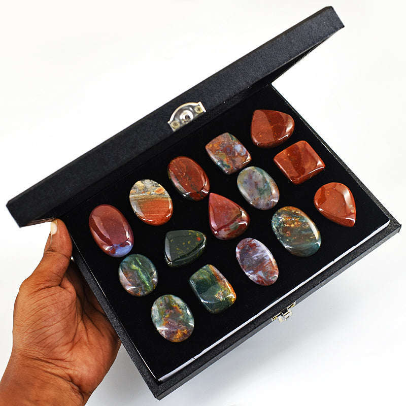 gemsmore:Exclusive Bloodstone Untreated Gemstone Cabochon Lot