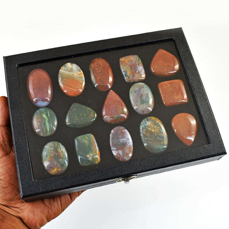 gemsmore:Exclusive Bloodstone Untreated Gemstone Cabochon Lot