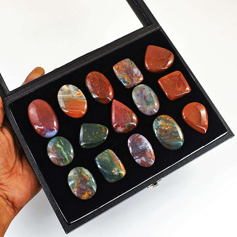 gemsmore:Exclusive Bloodstone Untreated Gemstone Cabochon Lot