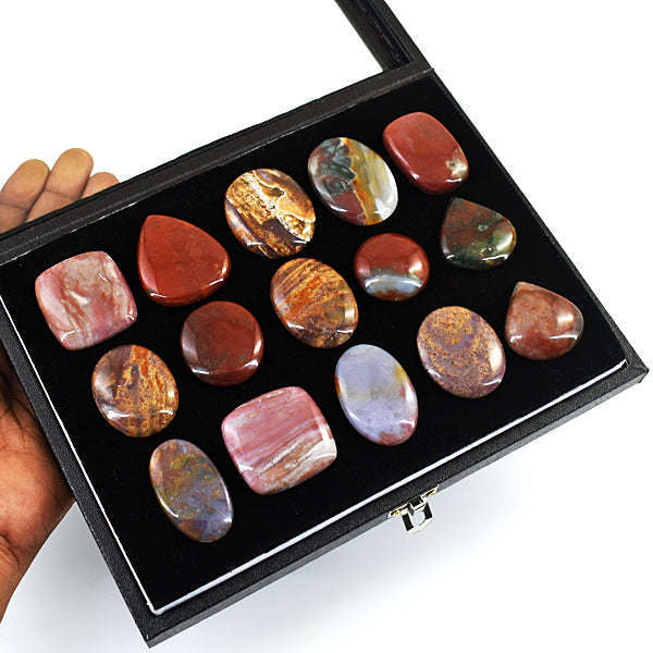 gemsmore:Exclusive Bloodstone Untreated Gemstone Cabochon Lot