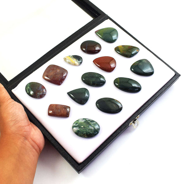 gemsmore:Exclusive Bloodstone Untreated Gemstone Cabochon Lot