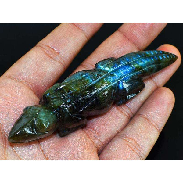 gemsmore:Exclusive Blue Flash Labradorite Carved Lizard