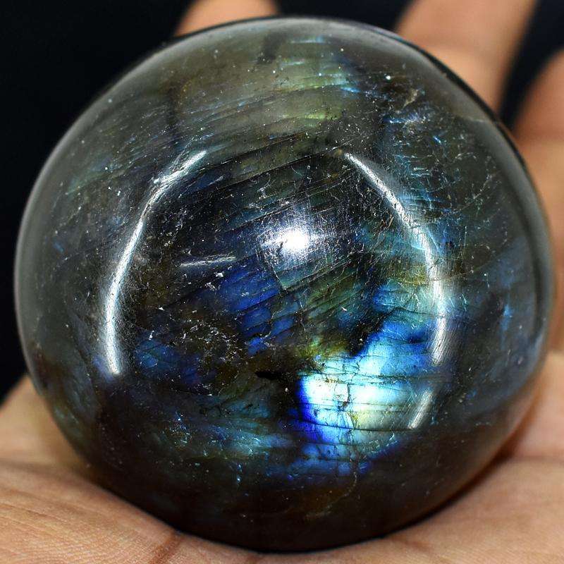 gemsmore:Exclusive Blue Flash Labradorite Hand Carved Healing Sphere