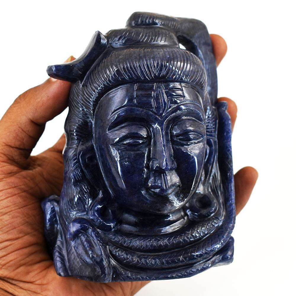 gemsmore:Exclusive Blue Jade Hand Carved Lord Shiva