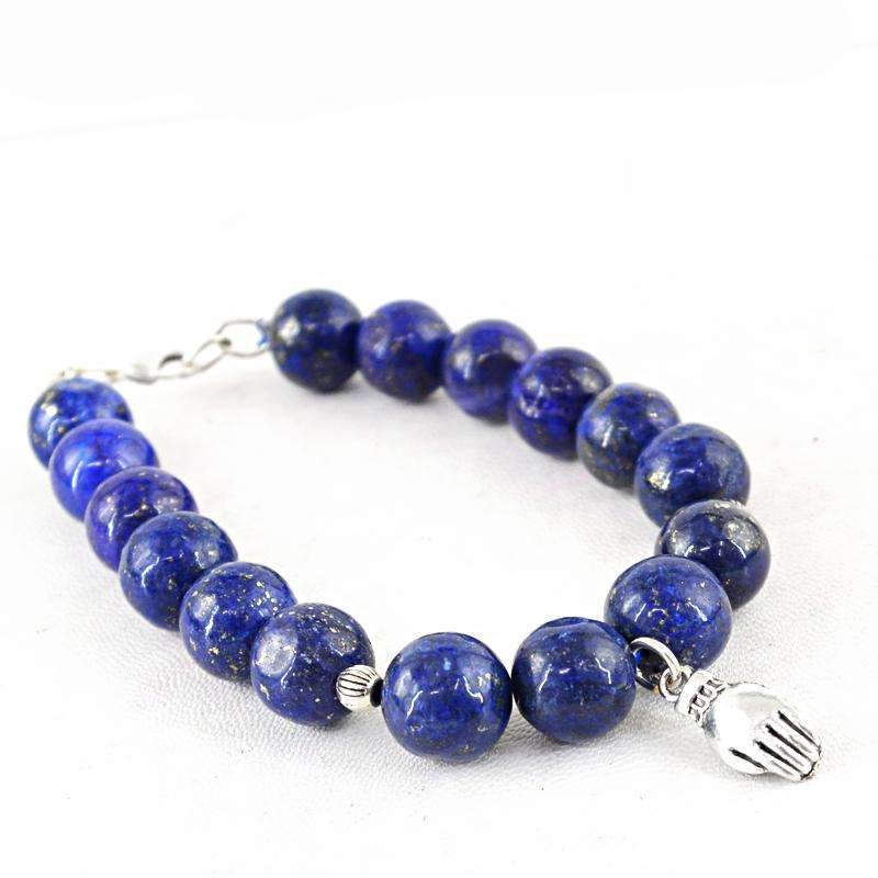 gemsmore:Exclusive Blue Lapis lazuli Bracelet Natural Round Beads