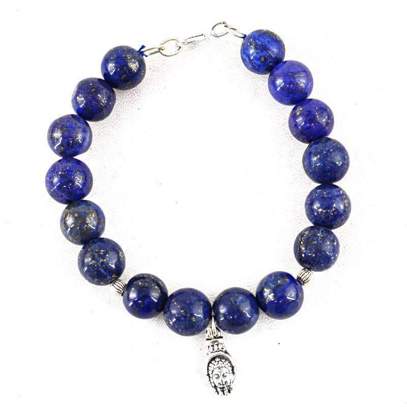 gemsmore:Exclusive Blue Lapis lazuli Bracelet Natural Round Beads