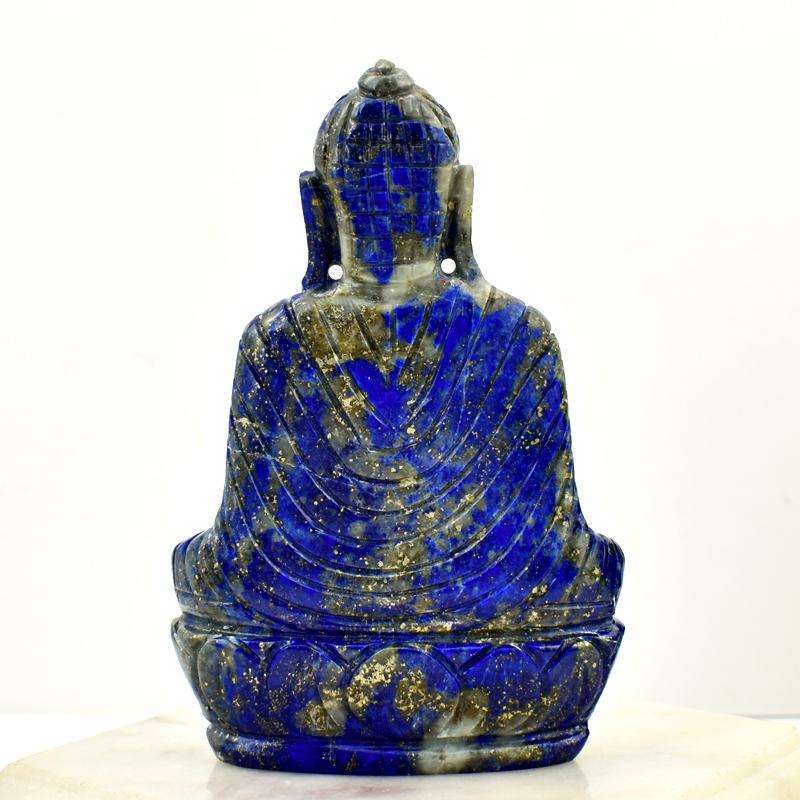 gemsmore:Exclusive Blue Lapis Lazuli Carved Buddha Idol