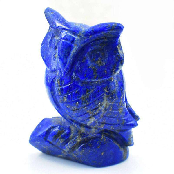 gemsmore:Exclusive Blue Lapis Lazuli Carved Gemstone Owl