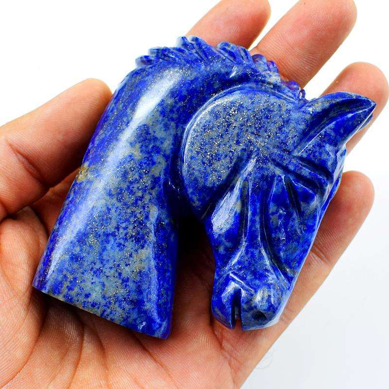 gemsmore:Exclusive Blue Lapis Lazuli Carved Horse Bust