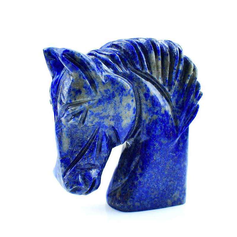 gemsmore:Exclusive Blue Lapis Lazuli Carved Horse Bust