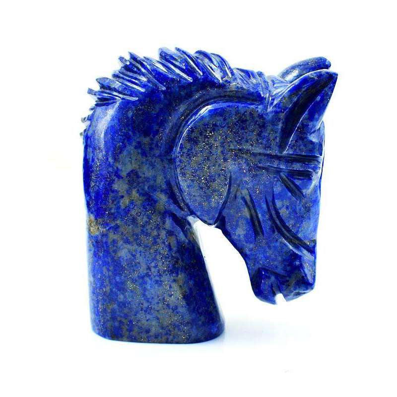 gemsmore:Exclusive Blue Lapis Lazuli Carved Horse Bust