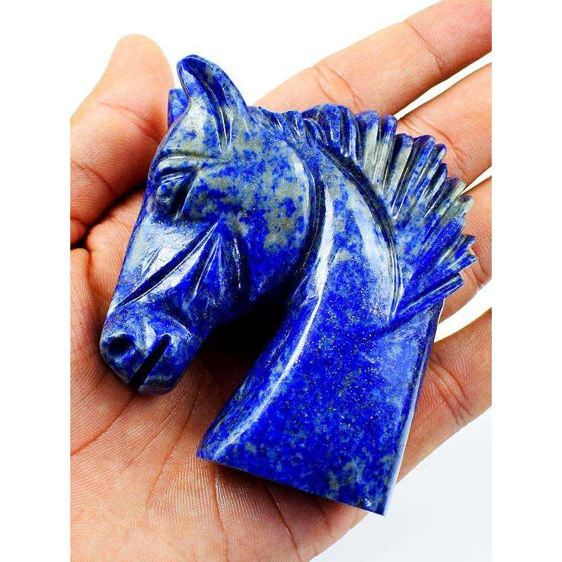 gemsmore:Exclusive Blue Lapis Lazuli Carved Horse Bust