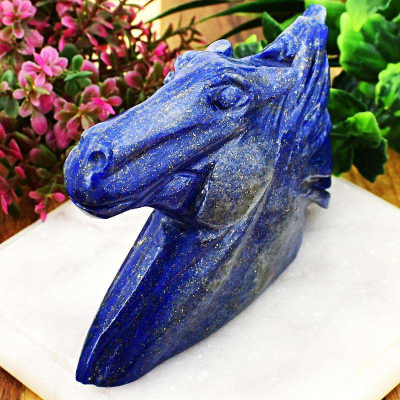 gemsmore:Exclusive Blue Lapis Lazuli Carved Horse Bust (Head)